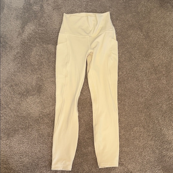 lululemon athletica Pants - Womens 4 Lululemon Cream High-Waisted Leggings EUC